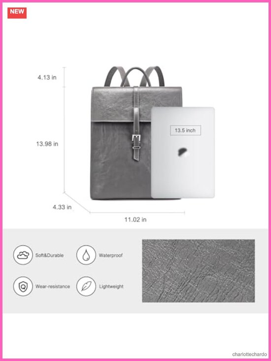 Genuine Full-Grain Leather Backpack Purse for Women with Laptop Compartment main image 3